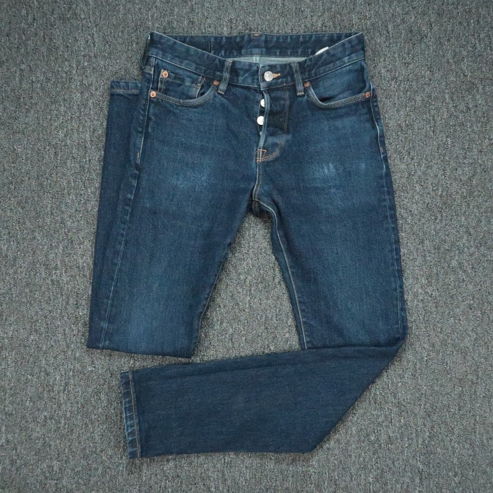 Buck Mason Jeans Mens 31x32 Blue Maverick Slim 5 Pocket Double Dipped Denim